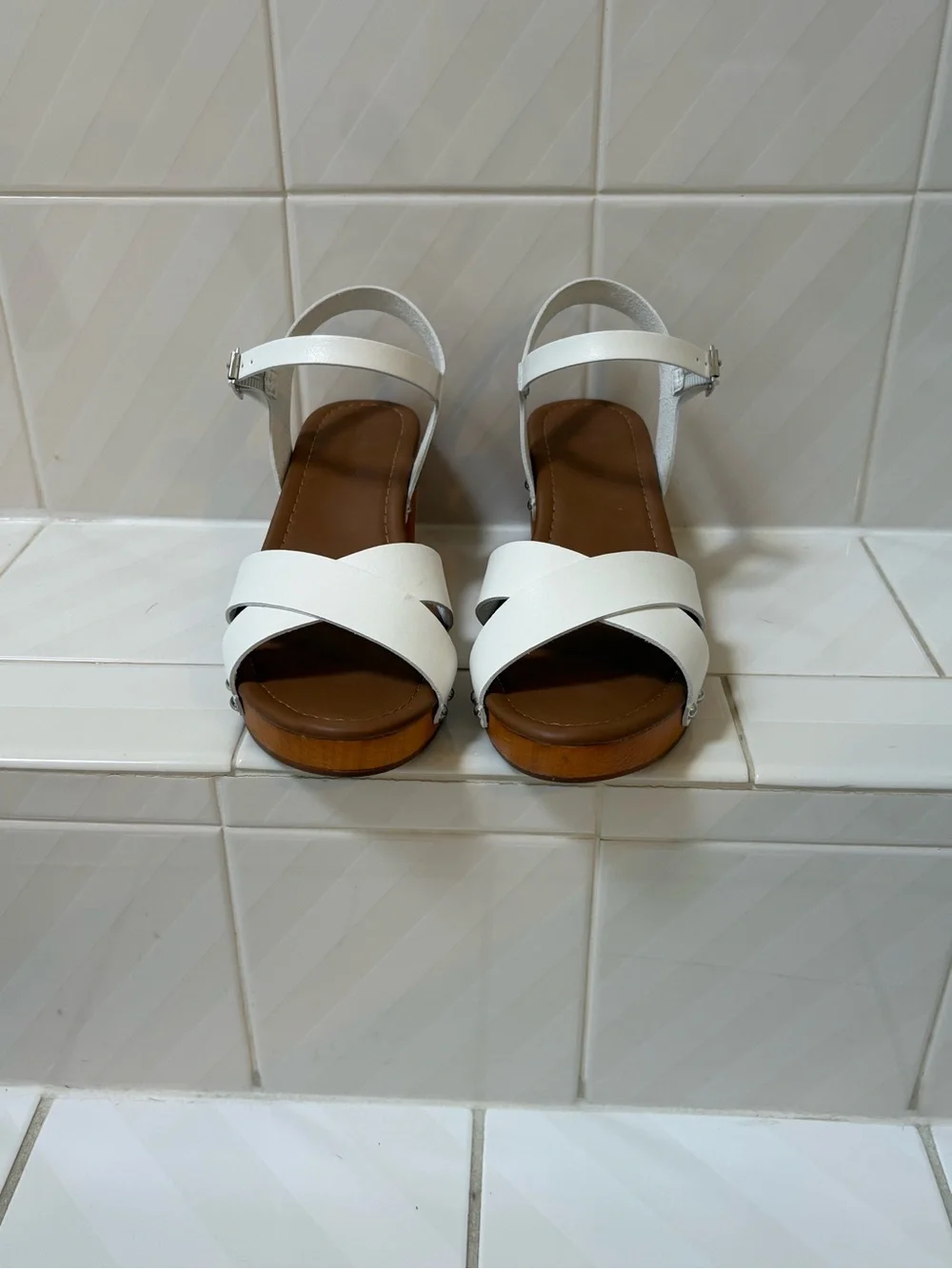 Cushionaire White Ankle-Strap Block Heel Sandal - Picture 4 of 12